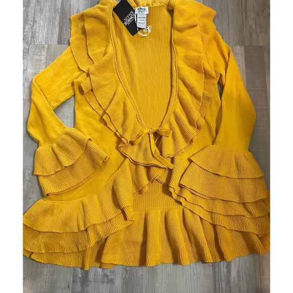 NWT Monroe & Main size medium ruffle tie front cardigan - Picture 10 of 10